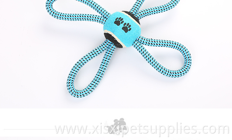 ready to ship flower shape rope pet toy with tennis ball new pattern
